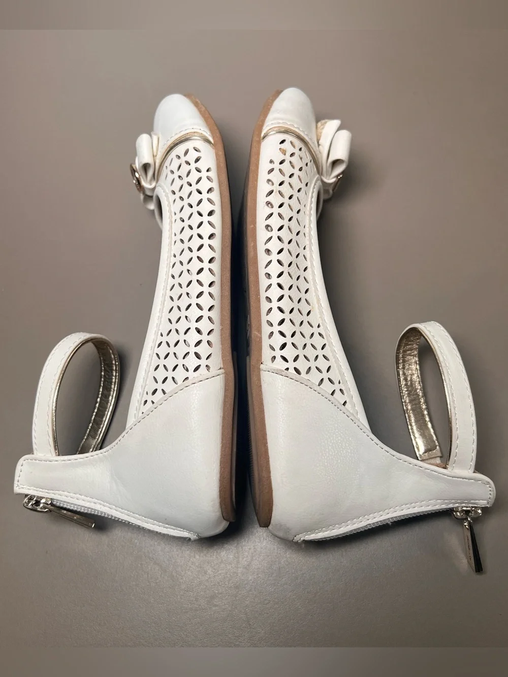 Michael Kors White Ankle Strap Flats Girls Size 2